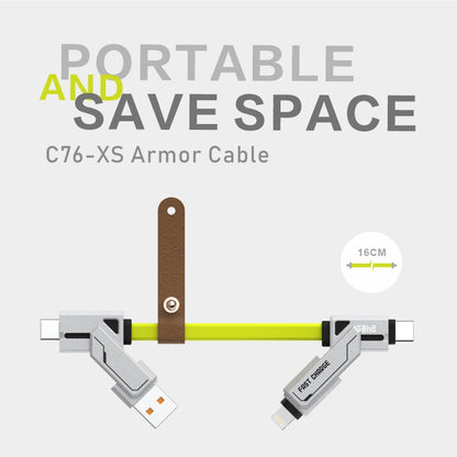 STYLEPIE 240W 4-in-1 Keychain Charging Cable – USB-C, Lightning, Fast Charge & Sync, Zinc Alloy, Travel-Ready