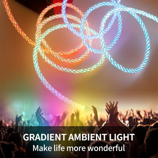 Mokongfu 120W 4-in-1 LED Charging Cable – 120W Fast Charge, USB-A/C, EVA Case Included（Braided Colorful light）