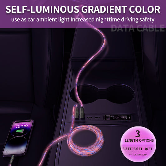 Mokongfu 120W 4-in-1 LED Charging Cable – 120W Fast Charge, USB-A/C, EVA Case Included（Bright and colorful light）