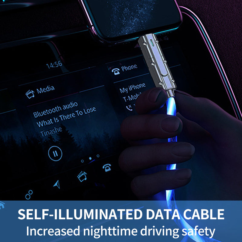 Mokongfu 120W 4-in-1 LED Charging Cable – 120W Fast Charge, USB-A/C, EVA Case Included（Blue and Green light）