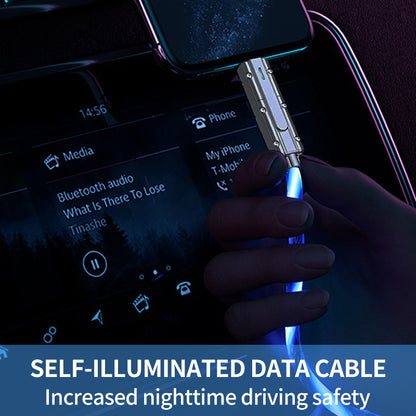 Mokongfu 120W 4-in-1 LED Charging Cable – 120W Fast Charge, USB-A/C, EVA Case Included（Blue and Green light）