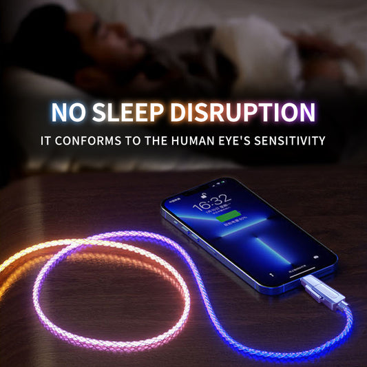 Mokongfu 120W 4-in-1 LED Charging Cable – 120W Fast Charge, USB-A/C, EVA Case Included（Braided Colorful light）